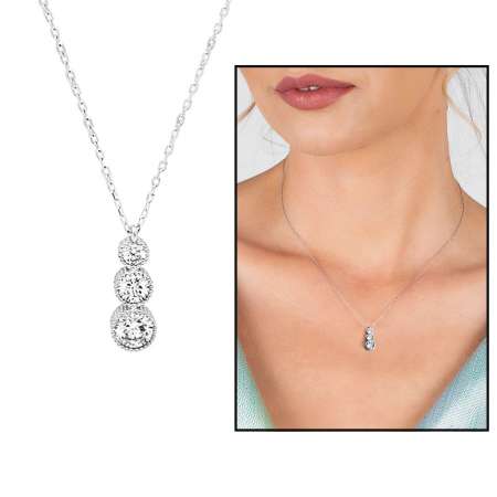 Starlight Diamond Zirkon Taşlı Gözyaşı Tasarım 925 Ayar Gümüş Kadın Kolye - Thumbnail