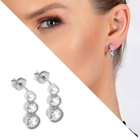 Starlight Diamond Zirkon Taşlı Gözyaşı Tasarım 925 Ayar Gümüş Küpe - Thumbnail