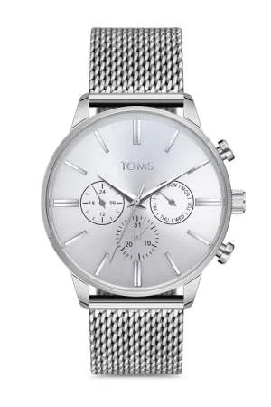 Toms Gümüş Renk Hasır Kordonlu Erkek Kol Saati TH-TM1842C-1037-A
