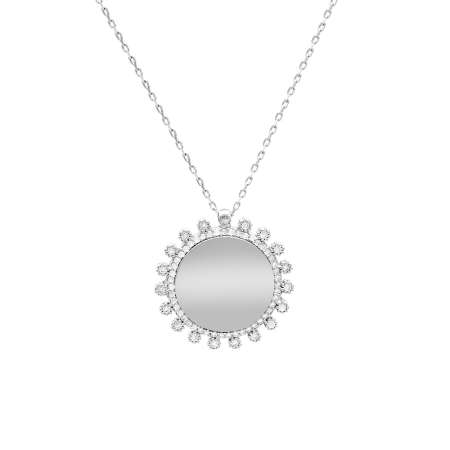 Zirkon Taşlı Güneş Tasarım Silver Renk Kişiye Özel İsim/Harf Yazılı 925 Ayar Gümüş Kadın Kolye - Thumbnail