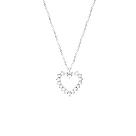 Zirkon Taşlı Kalp Tasarım Silver Renk 925 Ayar Gümüş Kadın Kolye - Thumbnail